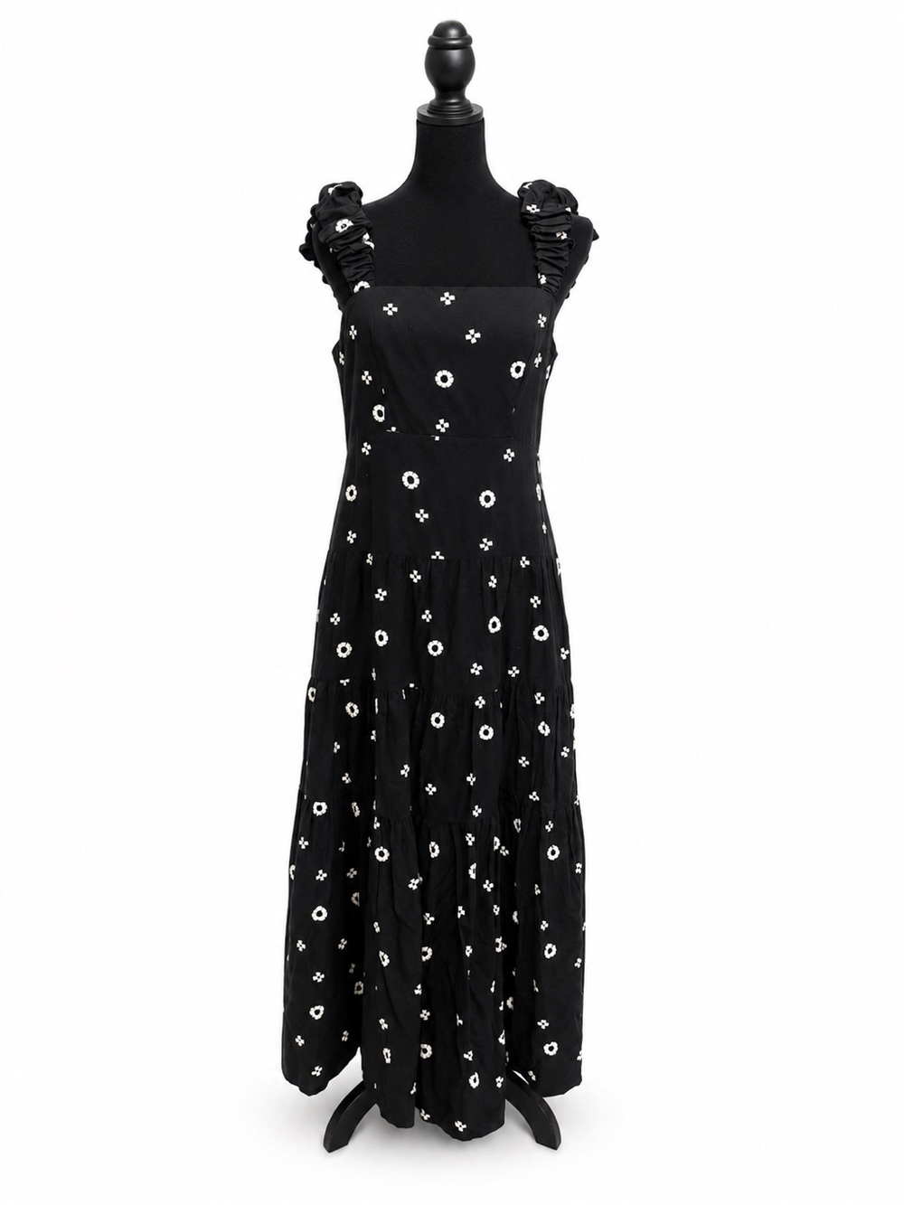 Black Maxi Dress with Ruffled Straps